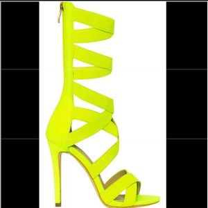 Neon yellow strapped Olchee fashion heels